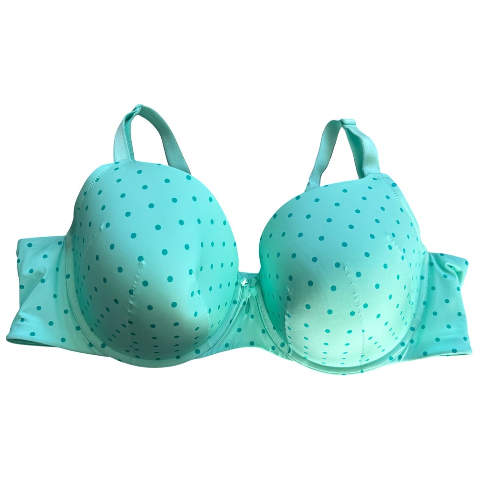 Torrid Perfect T-Shirt Lightly Lined Bra 46C Mint Green Polka Dot Underwire